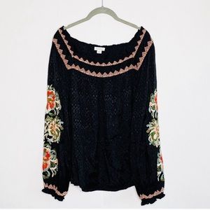 Sundance Embroidered Square Neck Blouse